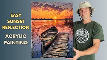 Sunset Boat Reflection | STEP by STEP Acrylic Painting Tutorial
