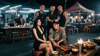 gangster want to bully beauty,but saw through poor guy's identity and knelt for mercy