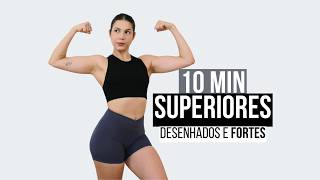 TREINO RÁPIDO DE SUPERIORES EM CASA | 10 MIN SEM EQUIPAMENTOS PARA DEFINIR E TONIFICAR OS BRAÇOS!