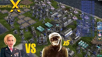 C&C Generals Contra X Beta 2 (1 VS 5 Insane AI, Molecular and weather weapons)