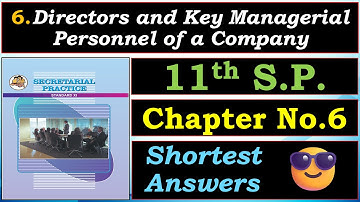 🏛️6.Directors and Key Managerial Personnel of a Company |📘Class 11th Secretarial Practice |🪄WOFA