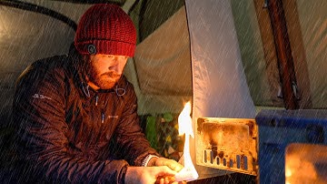 Camping In Long Gentle Rain - Rainy Camping In Large Family Pole Hot Tent