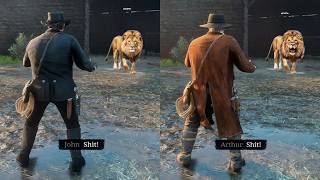 Arthur Vs John's Reaction to a Lion Is so real - RDR2