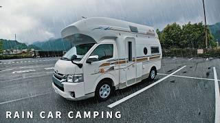 [Rainy car camping trip] First time camping in a 10-year-old, used camper van with 100,000 km on ...