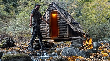 Off-Grid Cabin Build 🪵 | Bushcraft in the Mountains