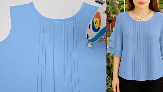 Very Easy Pleated Neck Design Cutting and Stitching | Perfect Sewing for Beginners