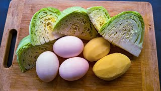 Cabbage & Eggs Tastes better than Meat! Healthy Breakfast ideas. Quick & Simple Recipe!