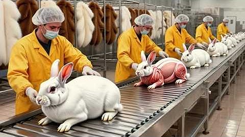 Inside the Rabbit Fur Factory _ How soft Skins become Designer Coats ( Full Process ) 