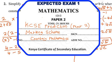 KCSE 2025 MATHEMATICS Paper 2, Section 1 prediction