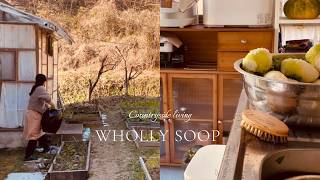 Busy but peaceful countryside day making Dongchimi (Korean radish water Kimchi), winter food