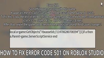 HOW TO FIX ERROR CODE 501 ON ROBLOX STUDIO
