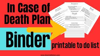 In Case of Death Plan Binder