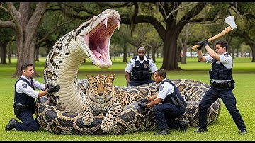 Rescue Heroes Confront Giant Python to Free Mother Leopard