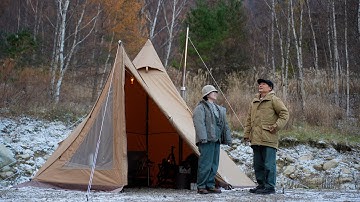 【夫婦キャンプ】初雪の−3℃…薪ストーブで過ごす極寒キャンプ｜サーカスTCコンフォートミッド 【無料の神キャンプ場・木曽駒冷水公園】