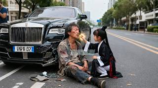 beggar hit by car and only 4yo child willing help him,but he is hidden richest man