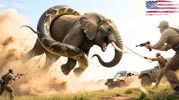 Rescue Team America Epic Struggle to Save Elephant from Giant Pythons Crushing Coils