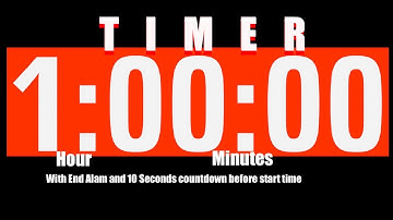 1 Hour Countdown Timer Red + End Alarm &10 Seconds countdown at the beginning