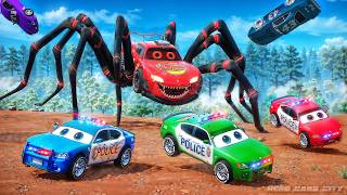 The Lightning McQueen Car Eater vs Police Cars | Epic Escape | Hero Cars to the Rescue!