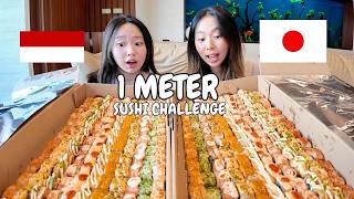 JAPANESE GIRL TRY SUSHI IN INDONESIA | 1 METER SUSHI CHALLENGE    girl talk