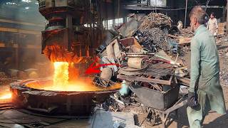 Incredible Process of Melting Heavy Scrap Metal And Mass Production Manufacturing High Quality Rebar