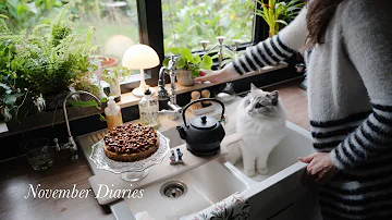 November Morning Diary🪴: Cozy Morning Routine Baking a Pecan Pie Cheesecake & Nursery Makeover