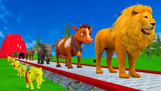 Paint & Animals Cow,Gorilla,Elephant,Lion,Tiger,Dinosaur, Fountain Crossing Transformation Cartoon