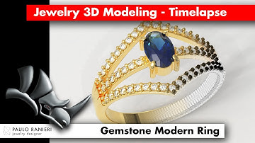 Amazing Gemstone Modern Ring - Rhino 3D modeling timelapse #JewelryDesign #3DModeling #Rhino3D