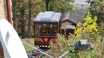 Pusher Locos On Horseshoe Curve Pa., Coal Train 6 Locomotives Easing Down Hill, Inclined RR Test Run