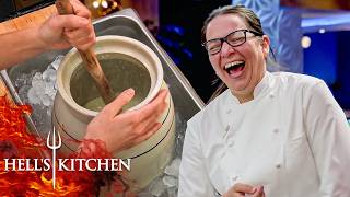 Sous Chef Christina Can't Stop Laughing as Red Team Messes Up Butter Churning | Hell's Kitchen