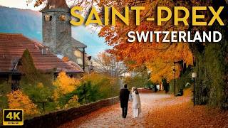 Autumn in SAINT-PREX | 4K Walking Tour | Peaceful Village by Lake Geneva 🇨🇭