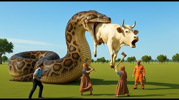 Brave Rescuers Battle a Giant Python to Save a Special-Needs Cow🐂🐍!