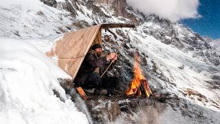 Surviving 4 days in a snowstorm - Frozen and alone - winter bushcraft