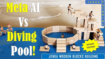 I Built a Diving Pool Board: Meta AI vs Jenga Diving Pool Splash Test (Jenga Tutorial #63) #jenga