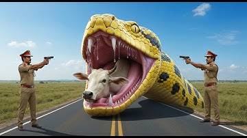 Brave Heroes Rescue Mother Cow and Calf from Giant Python Attack 🐍🐄