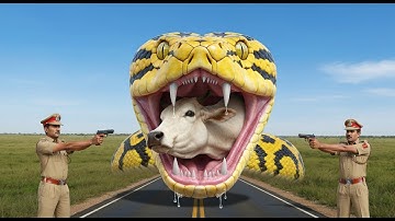 Brave Heroes Rescue Mother Cow and Calf from Giant Python Attack 🐍🐄