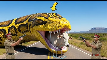 Brave Heroes Rescue Mother Cow and Calf from Giant Python Attack 🐍🐄