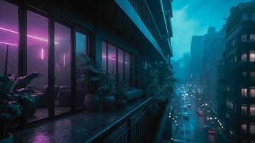 Neon Rain Over the City 🌆  Cozy Night Ambience & Relaxing Sounds