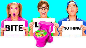 Bite, Lick or Nothing Challenge | Funny Food Recipes by BaRaDa Challenge