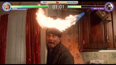 Home Alone - Kevin Vs Marv & Harry Final Battle with healthbars