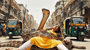 Giant Python Strikes in Busy City: Brave Rickshaw Driver and Squad Save Trapped Woman Now