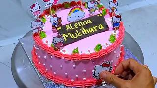 Cara menghias kue ulang tahun  HELLO KITTY  yg simpel