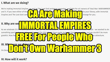 NEWS - CA Are Making Warhammer 3 FREE - More Or Less - To Game 1 & 2 Owners - Total War Warhammer 3
