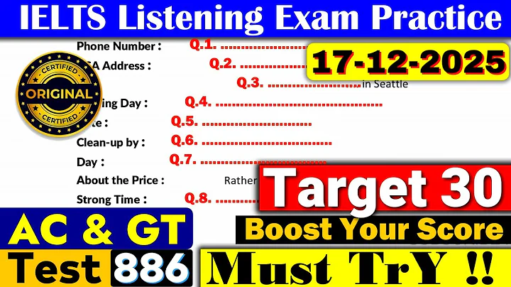 IELTS Listening Practice Test 2025 with Answers | Recent Exam - 17.12.2025