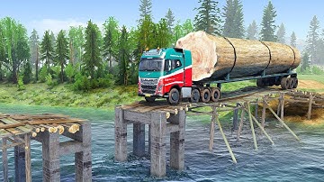 EXTREME Logging Truck Crosses BROKEN Bridge in 2025!