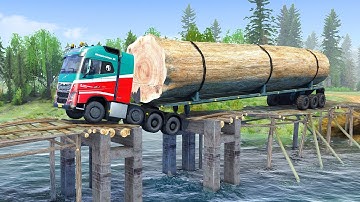 EXTREME Logging Truck Crosses BROKEN Bridge in 2025!
