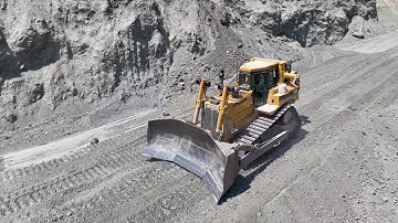 Cat D8R Bulldozer Working On Huge Highway Constr. Site - Sotiriadis/Labrianidis Constructions 4k