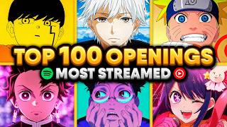 Top 100 Most Streamed Anime Openings of All Time (SPOTIFY & YT MUSIC)