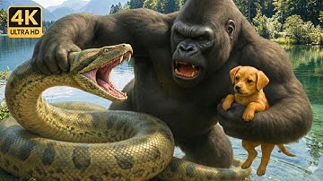 KING KONG vs GIANT PYTHON – Epic Battle: Kong Saves Puppy From The Snake | King Kong Movie