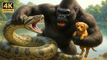 KING KONG vs GIANT PYTHON – Epic Battle: Kong Saves Puppy From The Snake | King Kong Movie