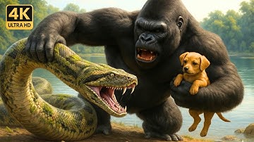KING KONG vs GIANT PYTHON – Epic Battle: Kong Saves Puppy From The Snake | King Kong Movie